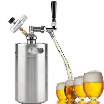 

Kegs 5L Durable Wine Beer Brewing Craft Dispenser Growler System Mini Stainless Steel Beer Keg with Faucet Pressurized