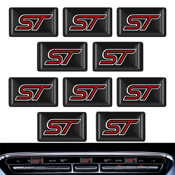 

10pcs Steering Wheel 3D ST LOGO Car Sticker Flags Emblem Decal Decorating For Ford focus 2 3 mk2 mk3 fiesta kuga fusion ranger