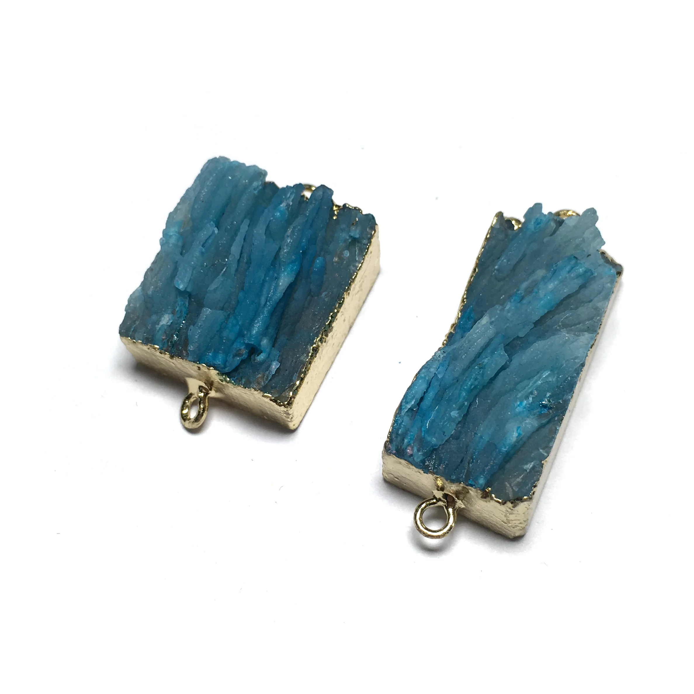 Rectangular Natural Stone Blue Crystal Agates Connectors Charms Pendants for DIY Jewelry Making Size 18x25-14x35mm | Украшения и