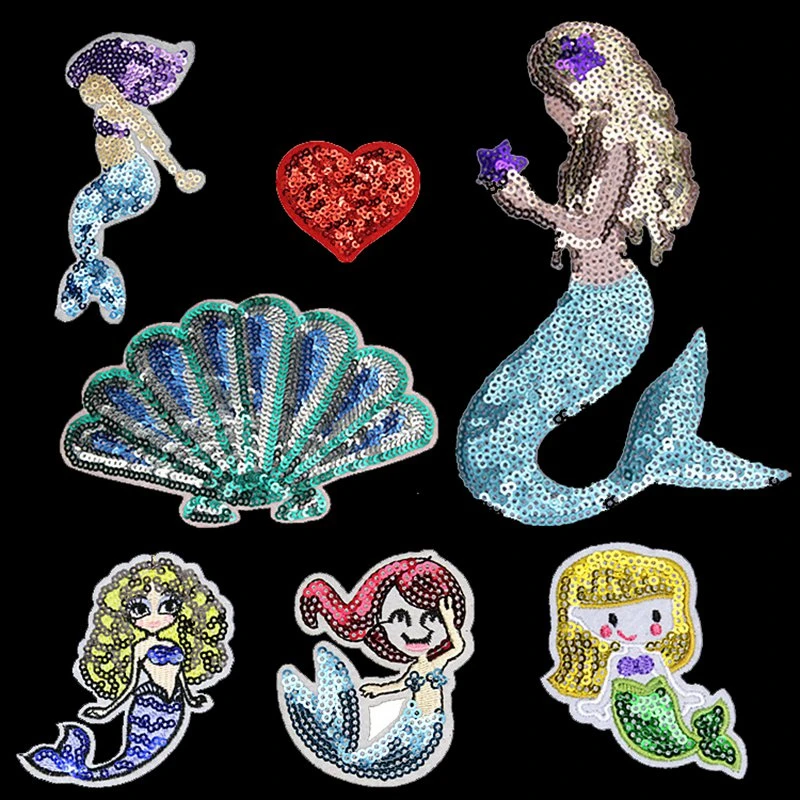 

Fashion Embroidery Mermaid Appliques Lovely Mermaid Diy Clothes Stickers deal with it Iron on Pacthes for Clothing T shirt Decor