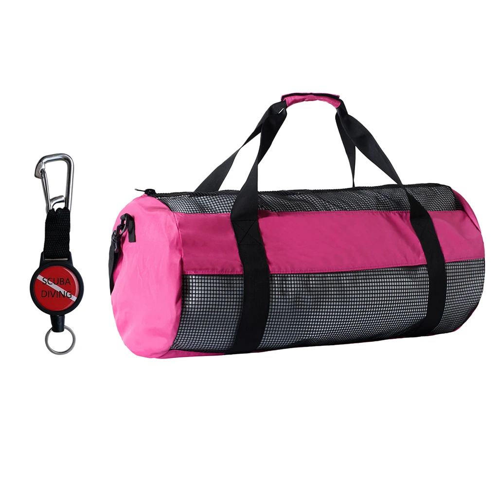 Durable Dive Mesh Duffel Bag Snorkeling Retractor Lanyard Holder Hook Carabiner for Diving Water Sports