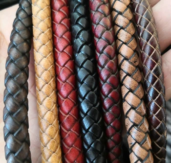 

Braided Leather Cord Findings Bracelets Accessories 8mm Genuine Leather Rope Black Brown Wine For DIY Bracelet Jewelry Making