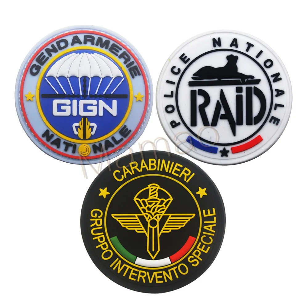 3x8/" GIGN Black White Hook Back Milsim Patch French Gendarmerie Commandos