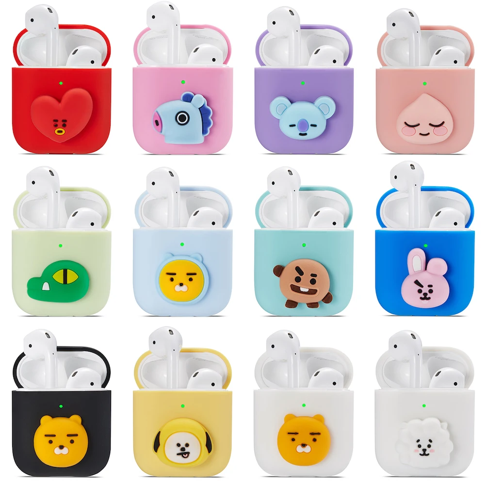 Чехол для наушников с героями мультфильмов для Airpods, чехол, милый силиконовый защитный чехол для наушников с Bluetooth-1or2 поколения
