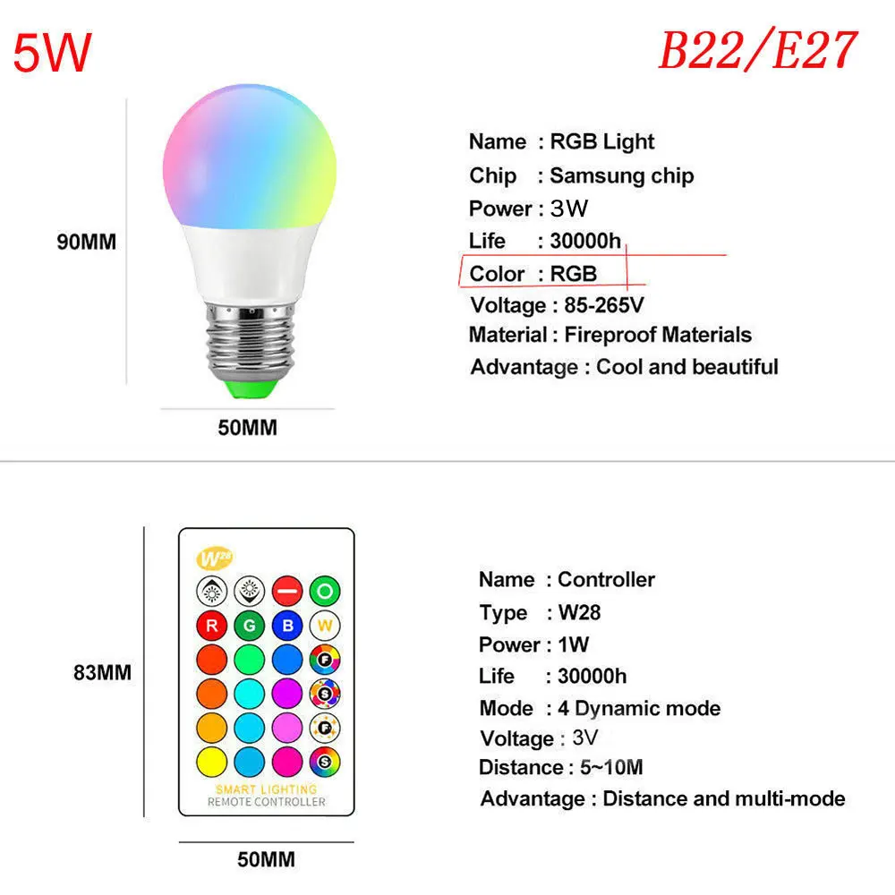 Прочный светодиодный светильник украшение для бара и вечеринки E27/B22 дистанционного Управление RGB Wifi светильник Дизайн интерьера смарт-лампа светодиодный светильник лампочка