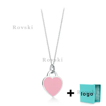 

XL TFX Rllen popular sterling silver pink heart necklace is suitable for women's party jewelry wholesale free shipping.