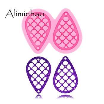 

DY0371 L/M/S Fish Scale Shape Tear Drop Hoop Earrings Handmade DIY Epoxy Silicone Molds Fashion Jewelry Resin Craft Mould