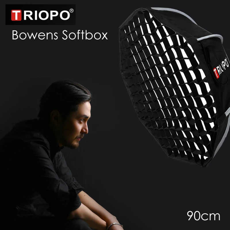 Портативный Студийный софтбокс Triopo K90 90 см с сотовой сеткой и креплением Bowens