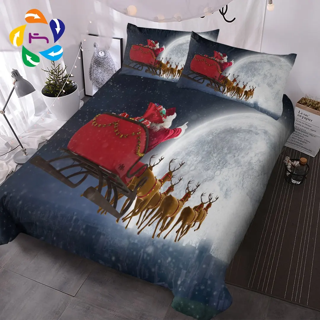 BeddingOutlet Christmas deer flying to the moon Cover Home Textiles Bedclothes 3pcs Drop Ship | Дом и сад