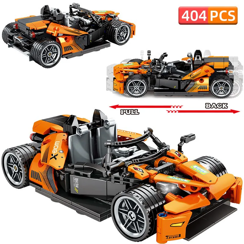 

City Pull Back Building Blocks Mechanical Vehicle Constructor Technic Racing Sport Car Bricks Funcation Model Toys for Children