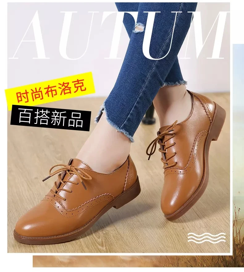 en voz alta siesta prueba Zapatos Oxford planos para mujer, calzado de cuero genuino, color negro,  para oficina, otoño y primavera|Zapatos planos de mujer| - AliExpress