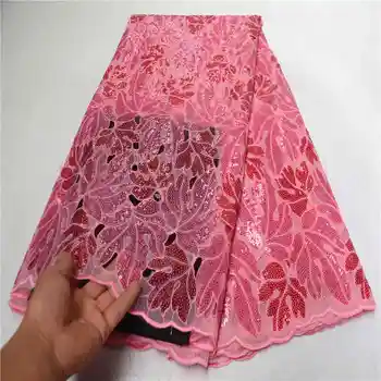 

high quality latest sequins lace 2019 newest African organza lace Fabric For Nigerian grand Party Dresses Win518l