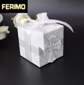 

5.3*5.3*5.4CMWhite Craft Paper Jewelry Packing Box with ribbon,cardboard Gift Box, small Wedding favour Candy gift Packaging Box