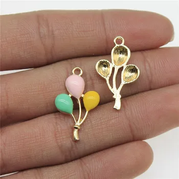 

6pcs Balloon Charms For Jewelry Making 15x25mm KC Gold Color Enamel Accessories
