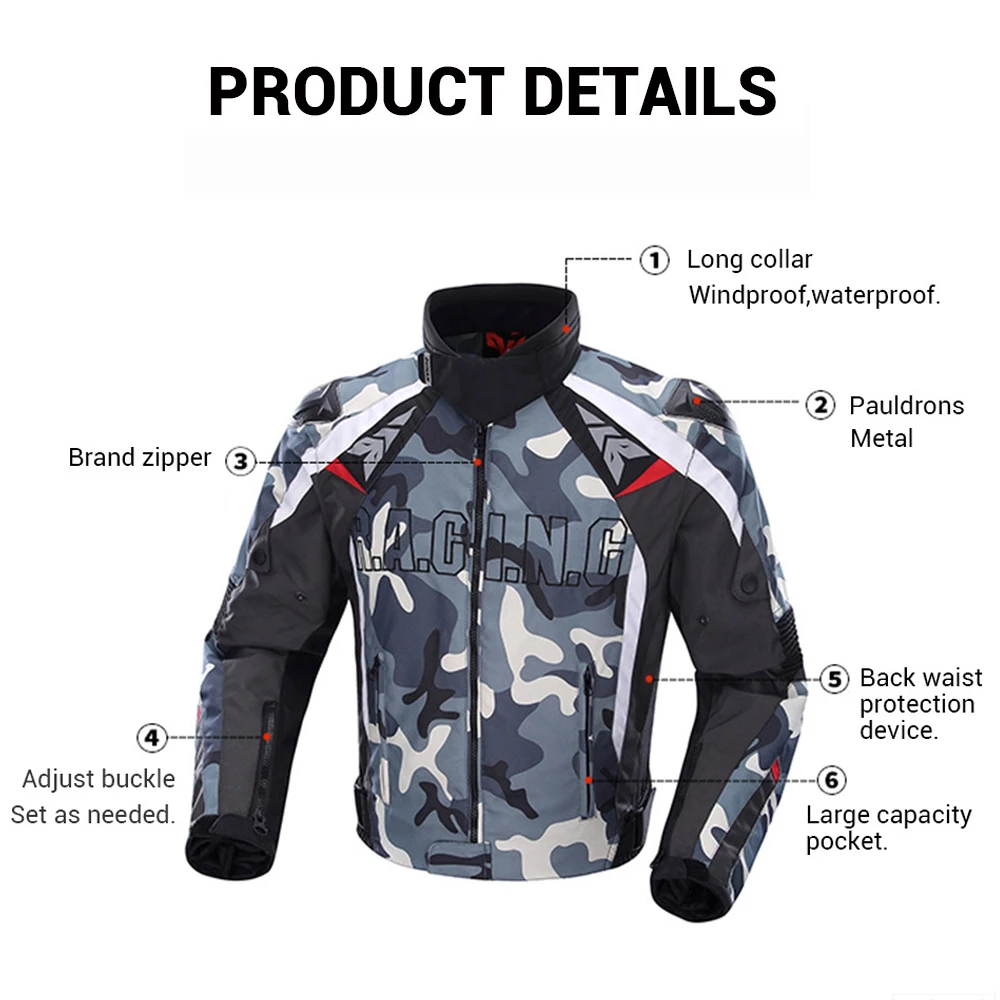 DUHAN мотоциклетная куртка мужская камуфляжная куртка для мотокросса для гонок по бездорожью Защитная Экипировка мото защита мотоциклетная защита