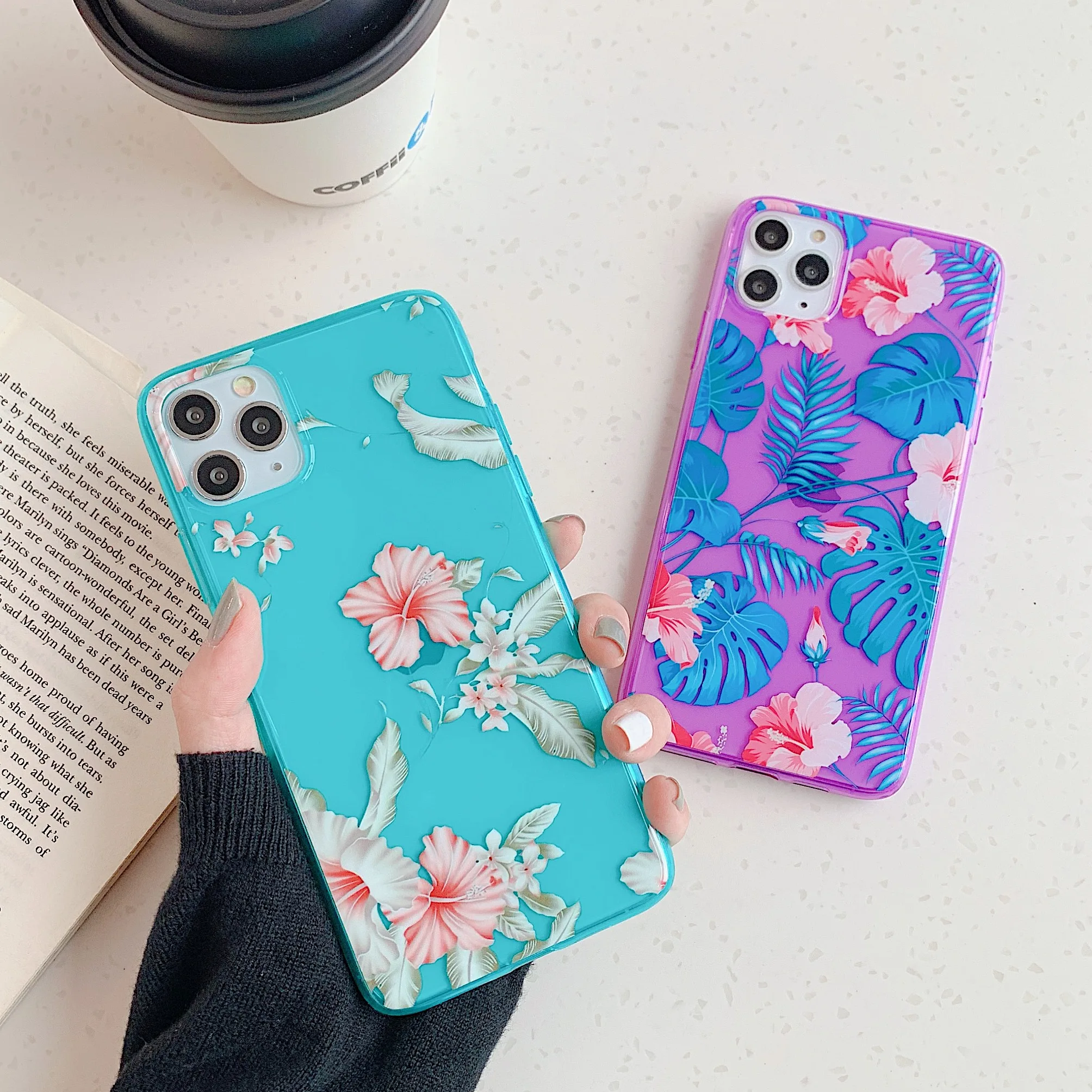 Candy Neon Color Floral Phone Cover for iPhone 11 Pro max xr xs x 7 8 Plus 11pro Clear Flowers Fluor Thin TPU Soft Cases Capa | Мобильные