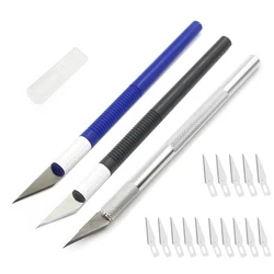 Couteau de Scalpel en ABS/métal, coupe antidérapante, gravure couteaux artisanaux, lames pour Scalpel, papeterie réparation de PCB, outils à main de bricolage 10 pièces 