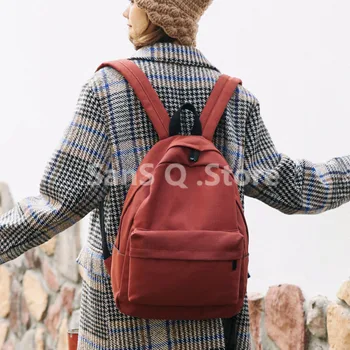 

Women Solid Canvas Backpack Large School Bags For Teenager Girls Travel Laptop Backbag Mochila Rucksack Shoulder Bag Mochilas