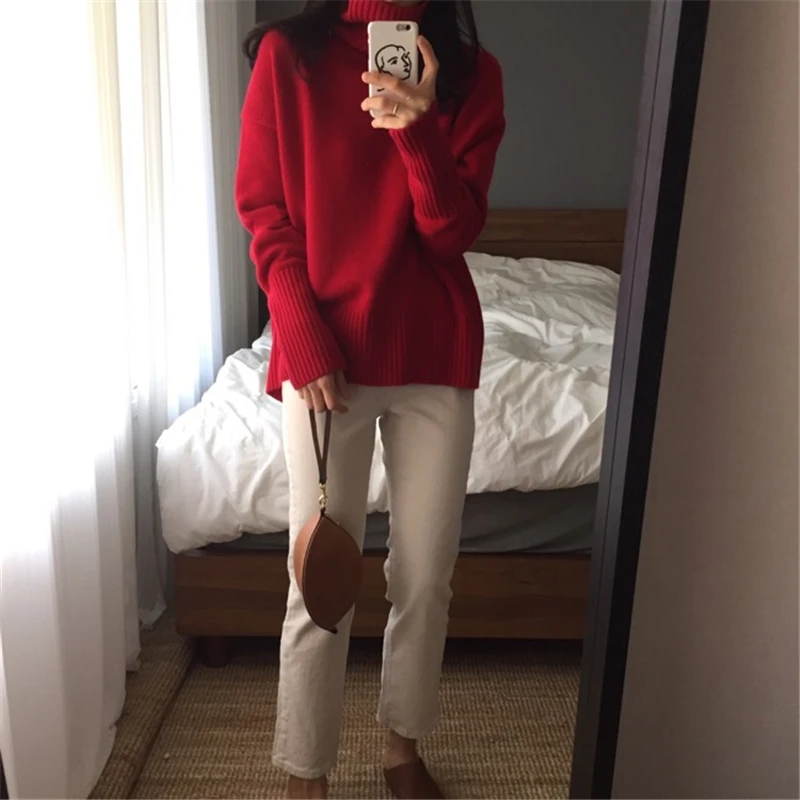 BGTEEVER Winter Turtleneck Long-sleeved Women Sweaters All-match Casual Warm Knitting Pullover Sweaters Female Knit Tops
