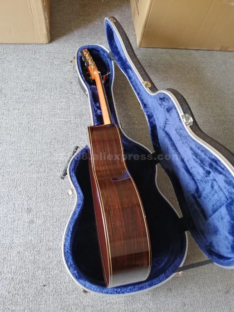 Профессиональный ручной работы 39 дюймов Полный Твердый Акустическая классическая гитара с ель Топ/твердый корпус из палисандра+ жесткий чехол, глянец, AC-150S