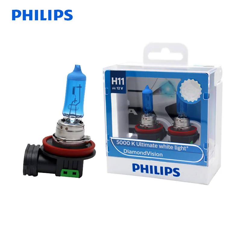 Philips H11 12 В 55 Вт алмазное видение 5000K Автомобильная галогенная Оригинальная