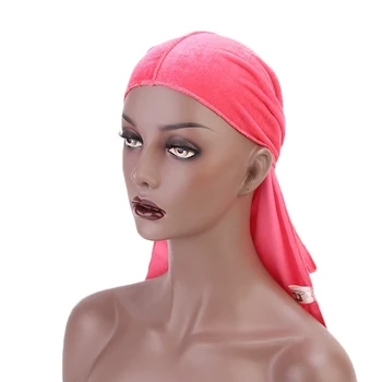 

Unisex Men Women Hair Caps Breathable Bandana Night Slaaping Hat Velvet Durag Long Tail Headwrap Chemo Caps Styling Hair