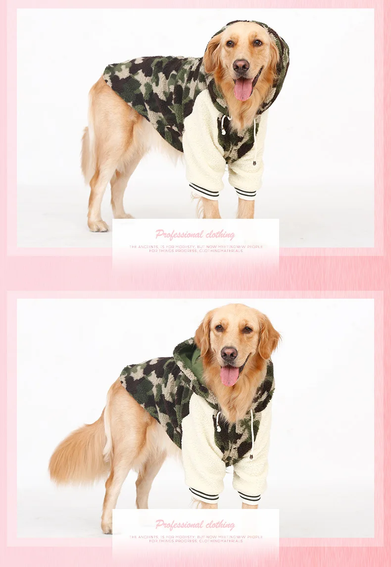 Зимняя одежда для собак средних и больших размеров, золотистый ретривер, теплый пуховик, утолщенная камуфляжная куртка для собак, одежда для домашних животных