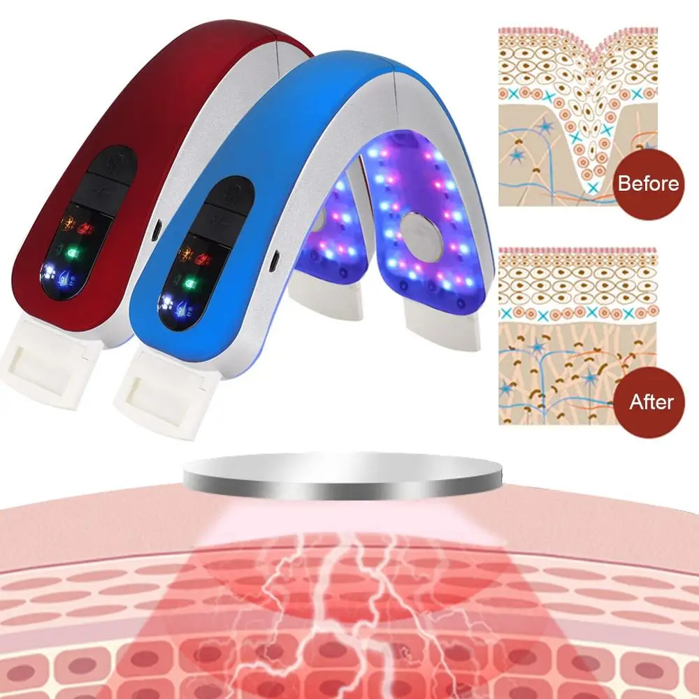 Электрический микро-токовый светодиодный массажер для лица Горячая компресс терапия для лица инструмент для похудения тонкая маска V Форма для похудения лица Лифт