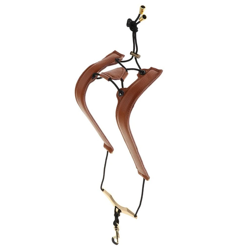 

Brown Adjustable Leather Saxophone Shoulder Neck Strap with Buckle Width 24Mm for Sax Players Music Lovers