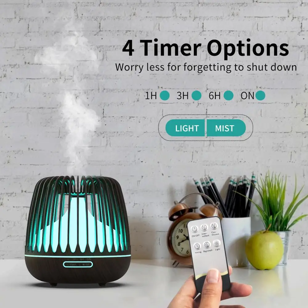 Preise YAJIAO 500ML Aroma Diffuser Ätherisches Öl Ultraschall luftbefeuchter Holzmaserung 7 Farbwechsel Led leuchten Kühlen Nebel für hause