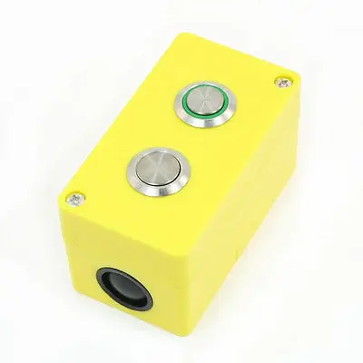 

5A 250VAC 24V Light Momentary Green Silver Tone 2 Metal Button Station
