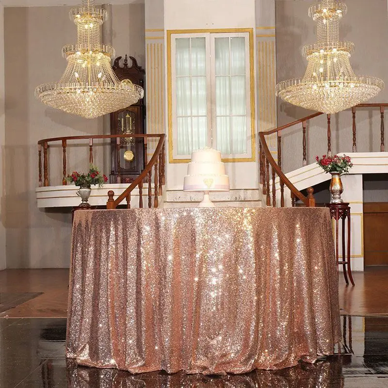 3 мм Полная домашняя скатерть DIY Украшение стола розовое золото блесток вышитые скатерти