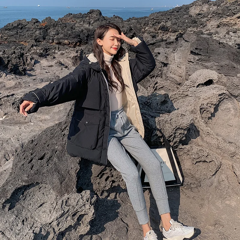 

Kemai Photo Shoot down Jacket Cotton-padded Clothes Women's Korean-style Mid-length Loose-Fit Students BF Cotton-padded Clothes