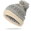 Winter Hats For Women To Keep Warm Pompoms Natural Knit Hat Women Beanie Cotton Fluffy Hat Hedging  Cap Variegated Plaid Cap New 5