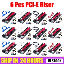 6 pces pci-e ver009s usb 3.0 placa de riser 1x a 16x gpu extensor riser adaptador cartão pci-e usb 3.0 gpu adaptador sata 6 pinos de alimentação