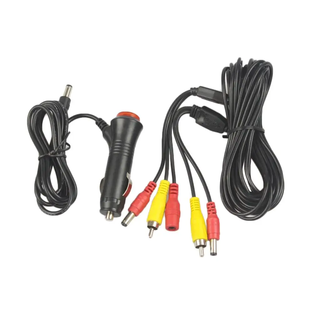 DIYKIT 5,5x2,1 мм DC12V вход автомобильное зарядное устройство адаптер питания AV RCA удлинитель/шнур видео кабель для автомобильной камеры и автомобильного монитора - Название цвета: cable and charger