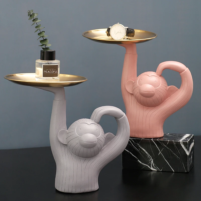 

Monkey Storage Tray Cosmetics Jewelry Box Candy Box Dressing Table Kitchen Bathroom Sundries Storage Tray Home Decoration Gift