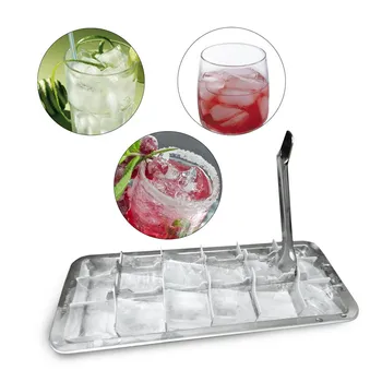 

VOGVIGO Lever-Style Ice Tray, 2 In 1 Stainless Steel Ice Making Mold and Ice Cracker Ice Cube Tray can make 18 cubes