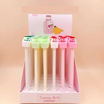 

36pcs/lot creative cute cartoon milk bottle silicone gel pen Roller ball pens school supplies students promotion gift