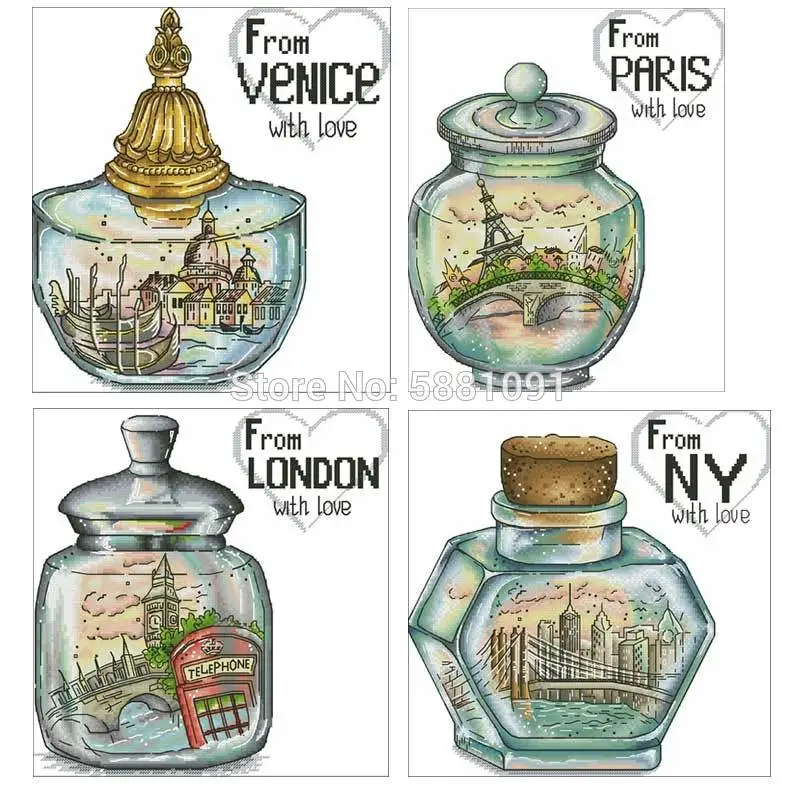 

Landscape in a bottle patterns Counted Cross Stitch 11CT 14CT DIY Cross Stitch Kits Embroidery Needlework Sets home decor