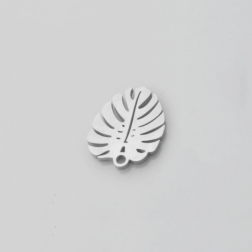5pcs/lot Polishing Leaf Stainless Steel Decoration Pendant Connectors Bohemia Handmade Charm DIY Earrings Jewelry Making - Окраска металла: steel
