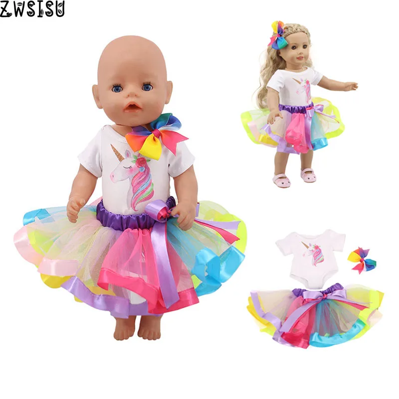 Кукольная одежда, 10 видов стилей, рисунки бабочек в виде единорога, для 18 дюймов, американская и 43 см, кукла для новорожденных, поколение, для маленьких девочек