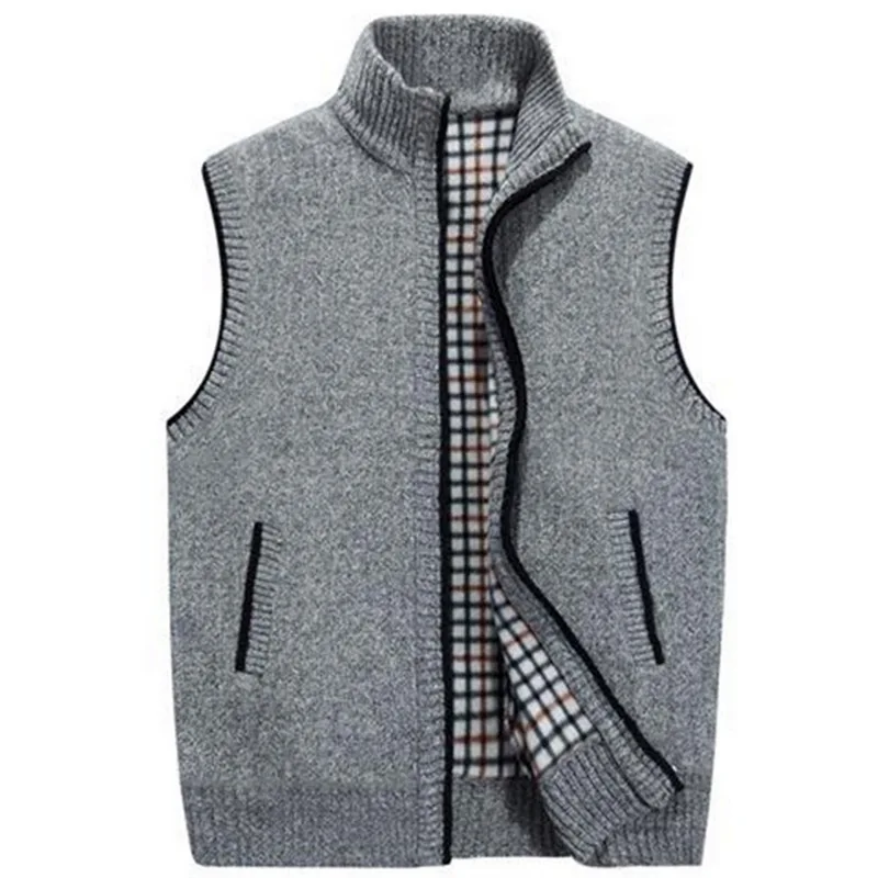 DIHOPE Mens Winter Wool Sweaters Vests Mens Sleeveless Knitted Vest Jackets 2019 New Warm Fleece Sweater 3