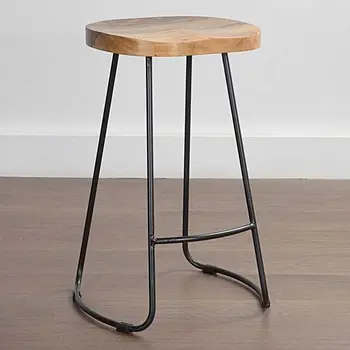 

European Style Modern Wood S Shape Surface Bar Stool Fashion Cafe Bar Stool Iron Solid Wood High Barstool Home Footstool 4 Size