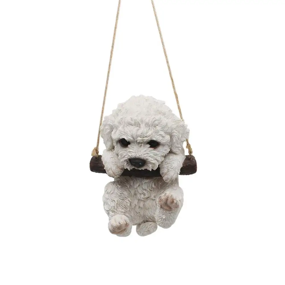 CITONG Resin Puppy Dog Hanging Figurine Garden Home Wall Statue 