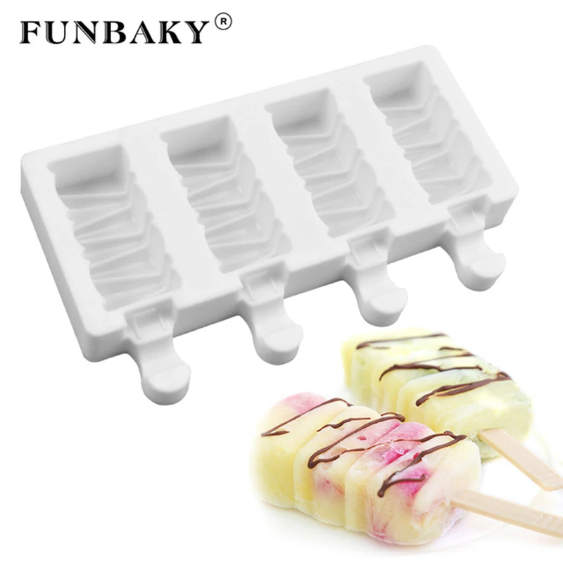 

FUNBAKY New Diamond Ice Cream Mold With Sticks Homemade Silicone Popsicle Molds Ice Pop Maker