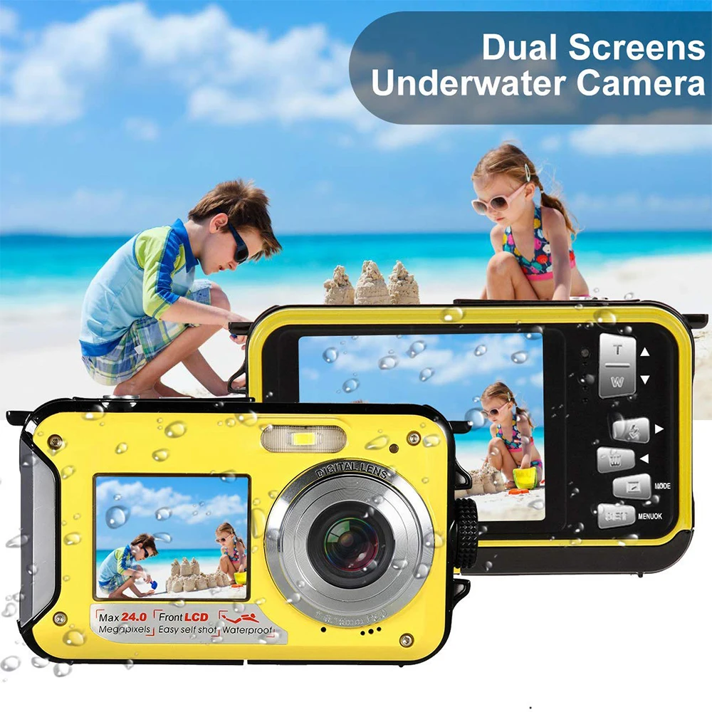 

Waterproof Digital Camera 2.7 inch TFT Double Screen Camera 24MP MAX 1080P Full HD Underwater Zoom Camcorder New arrival