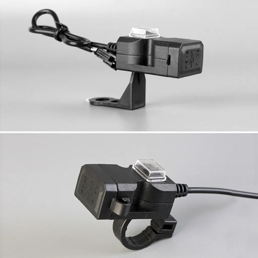 Универсальный мотоцикл двойной Порты и разъёмы USB мобильного телефона Зарядное устройство 12 V-24 V Два в одном Зеркало заднего вида зарядное usb-устройство для мотоцикла# G10