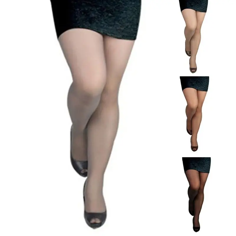 

Women Plus Size 15D High Stretch Pantyhose High Waist Summer Ultra Thin Sheer Tights Stocking Seamless Solid Color Slim