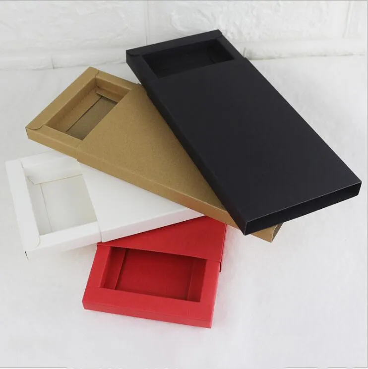 

50pcs Small Kraft Paper Drawer Cardboard Box For Phone Case Jewelry Packaging Box Red/White/Black/Kraft Paper Slid Style Box
